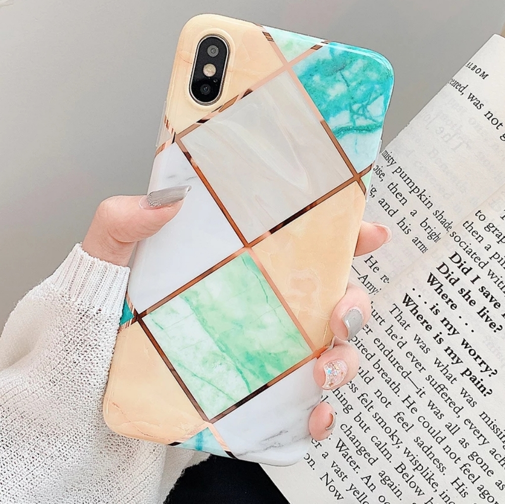 🍋 NEW iPhone XS Max Case Marble Stone Aqua